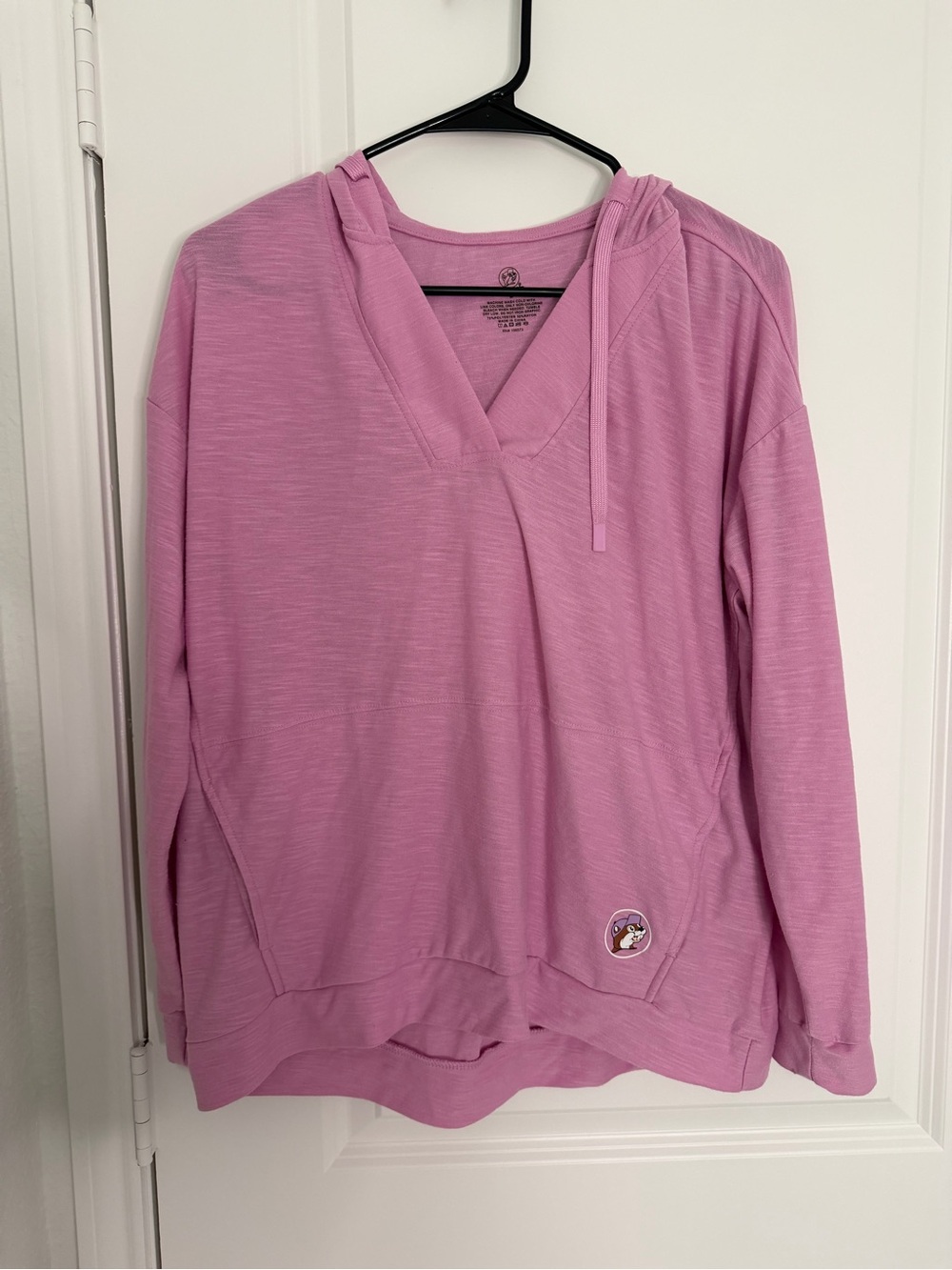 Women’s Dusty Pink V-Neck Hooded Pullover Sweatshirt
